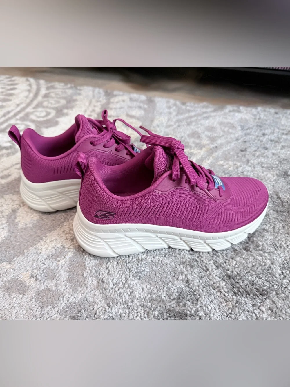 Skechers Women's Athletic Sneakers in Magenta with White Soles